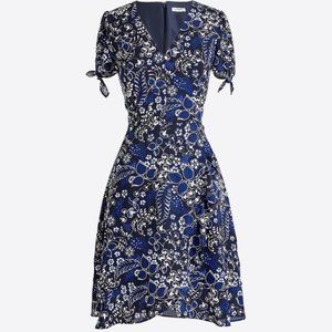 J. Crew Blue Floral Faux Wrap Dress